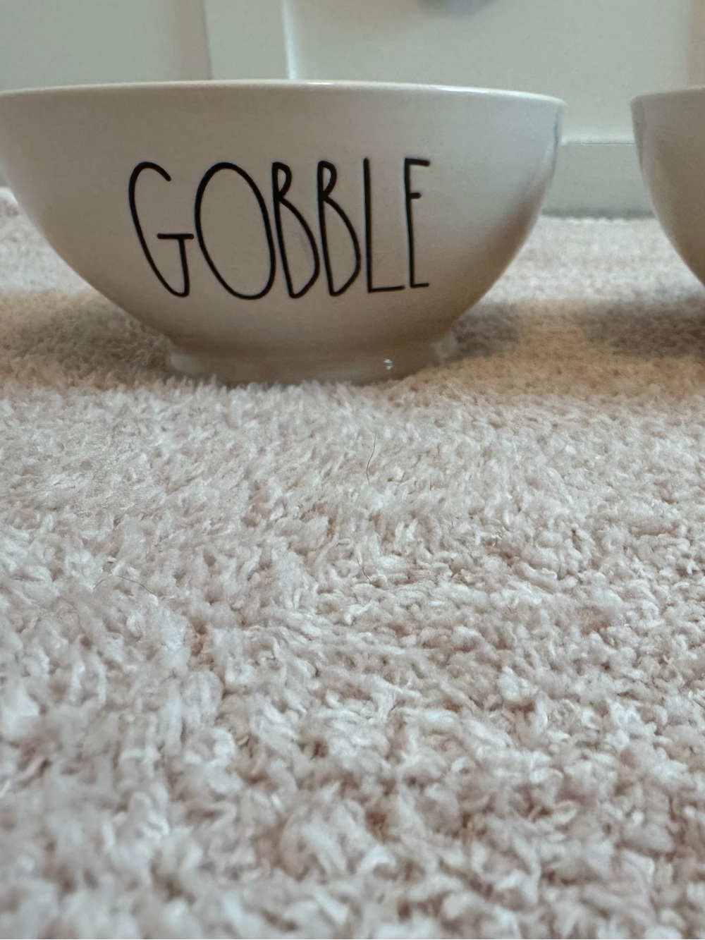 Rae Dunn GOBBLE Cereal Bowls Set of 2 Thanksgiving Fall Decor White